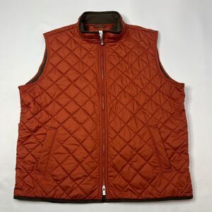 Peter Millar Essex Vest Mens XL Burnt Orange Quilted Golf Lined